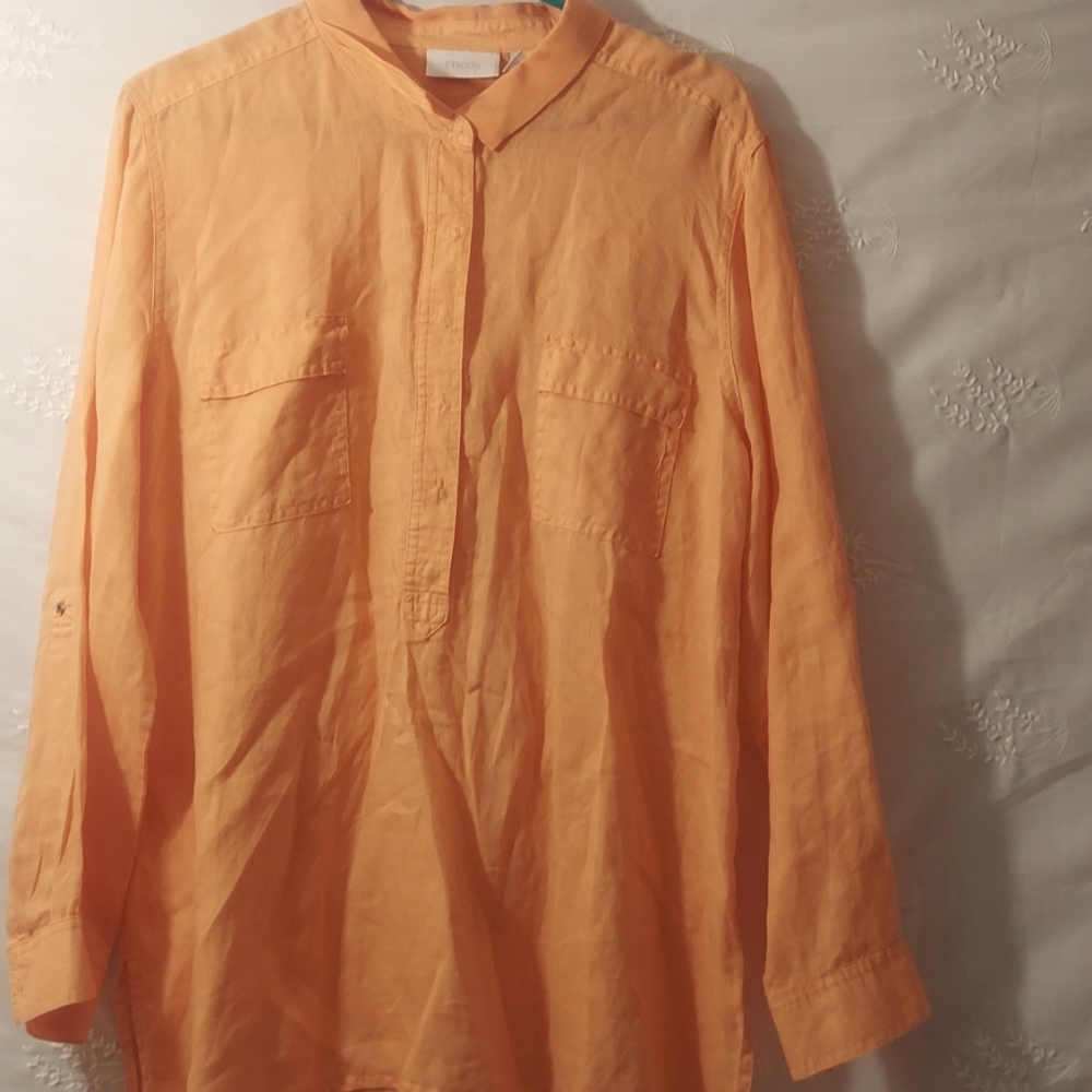 Chico's blouse women sz 3 color orange
